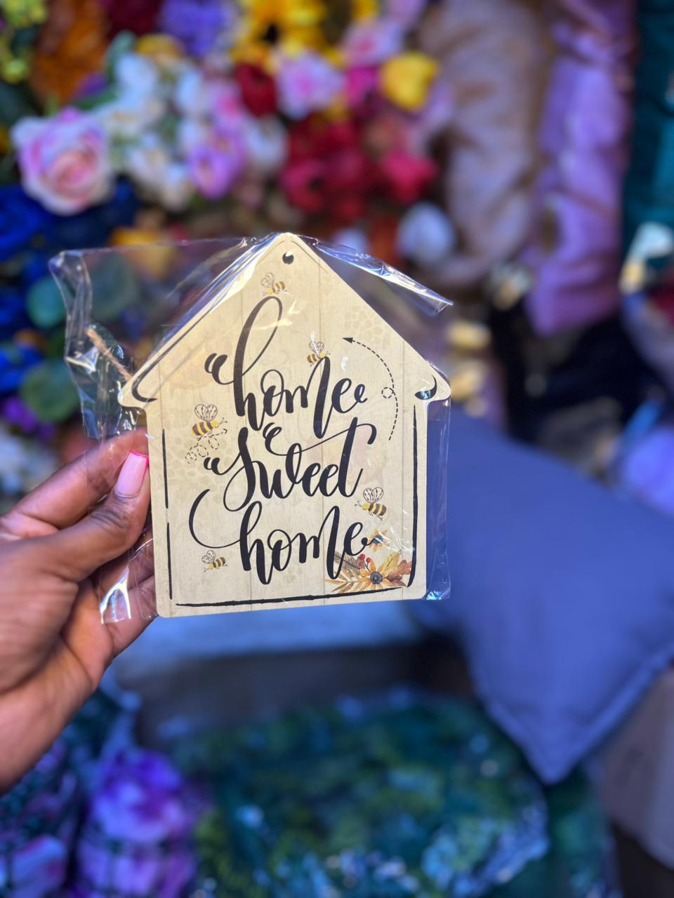 Home Wall Hanging Sign with Rope - House Shape