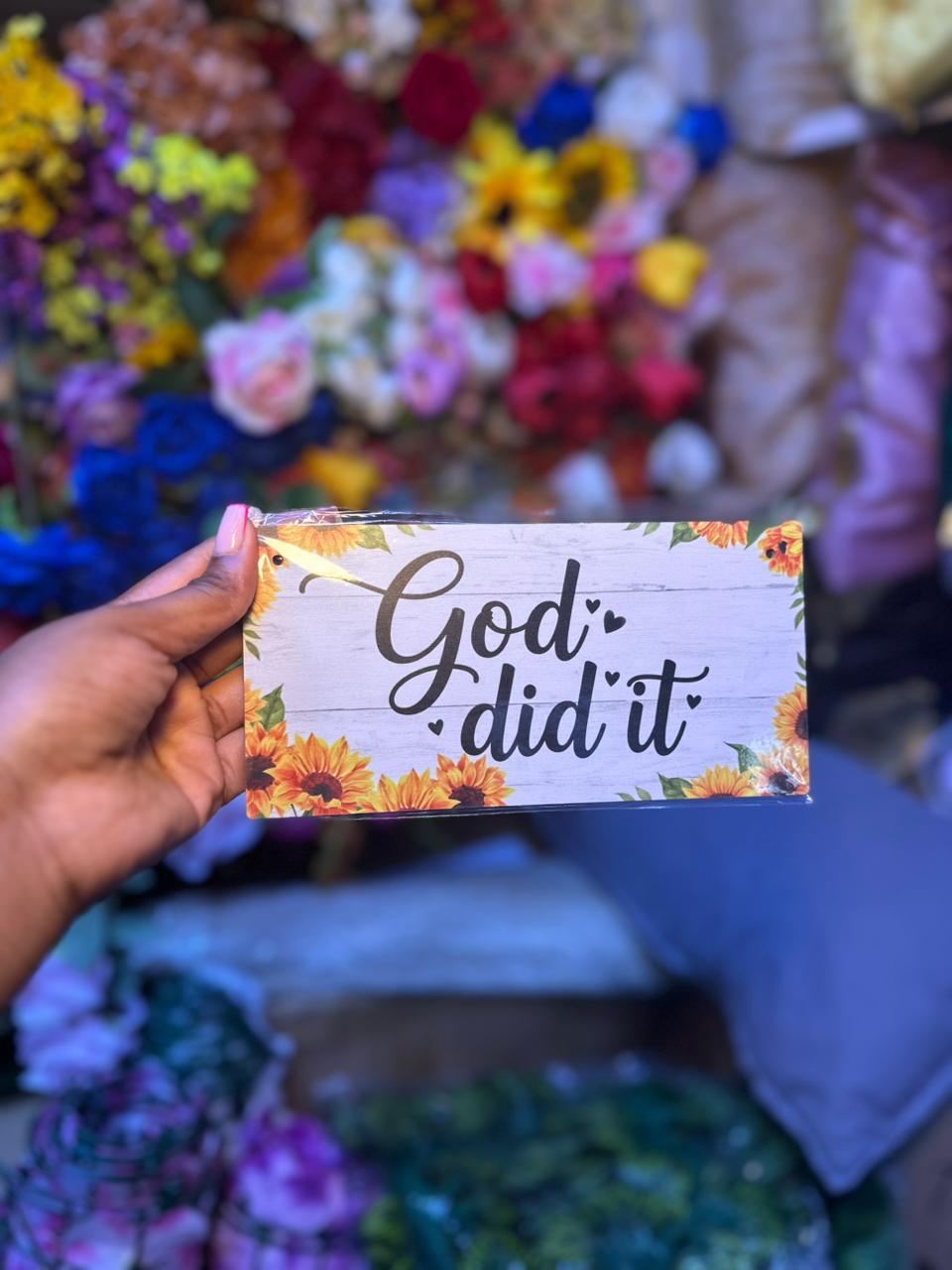 God Did It Wall Hanging Sign with Rope