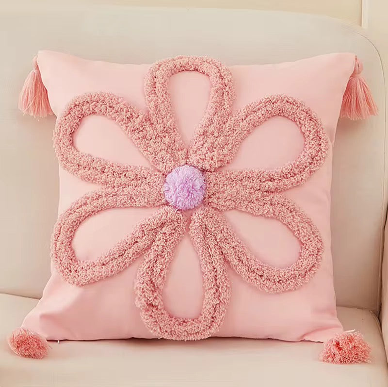 Bohemian Pillow Cases with Tassels - 45cm x 45cm with Fiber Insert