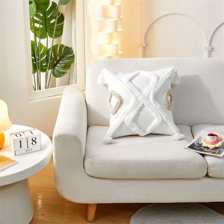 Bohemian Pillow Cases with Tassels - 45cm x 45cm with Fiber Insert