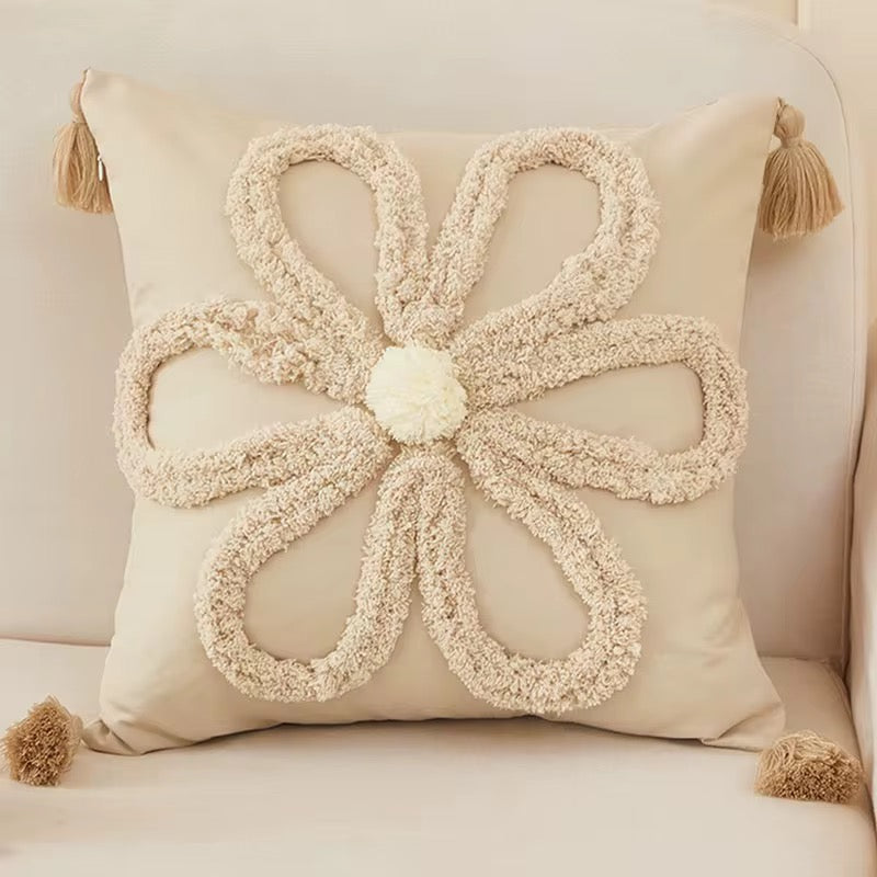 Bohemian Pillow Cases with Tassels - 45cm x 45cm with Fiber Insert