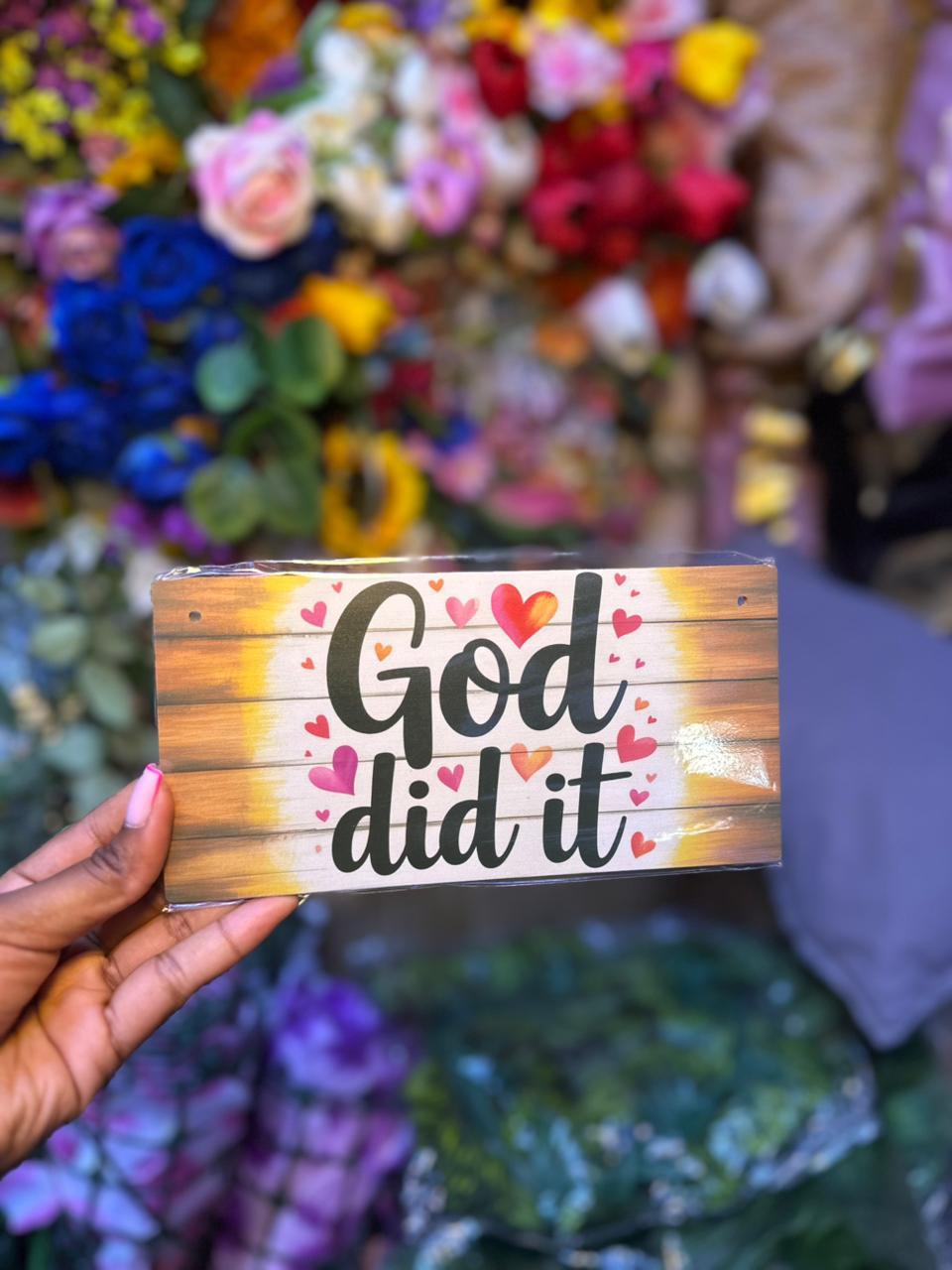 God Did It Wall Hanging Sign with Rope