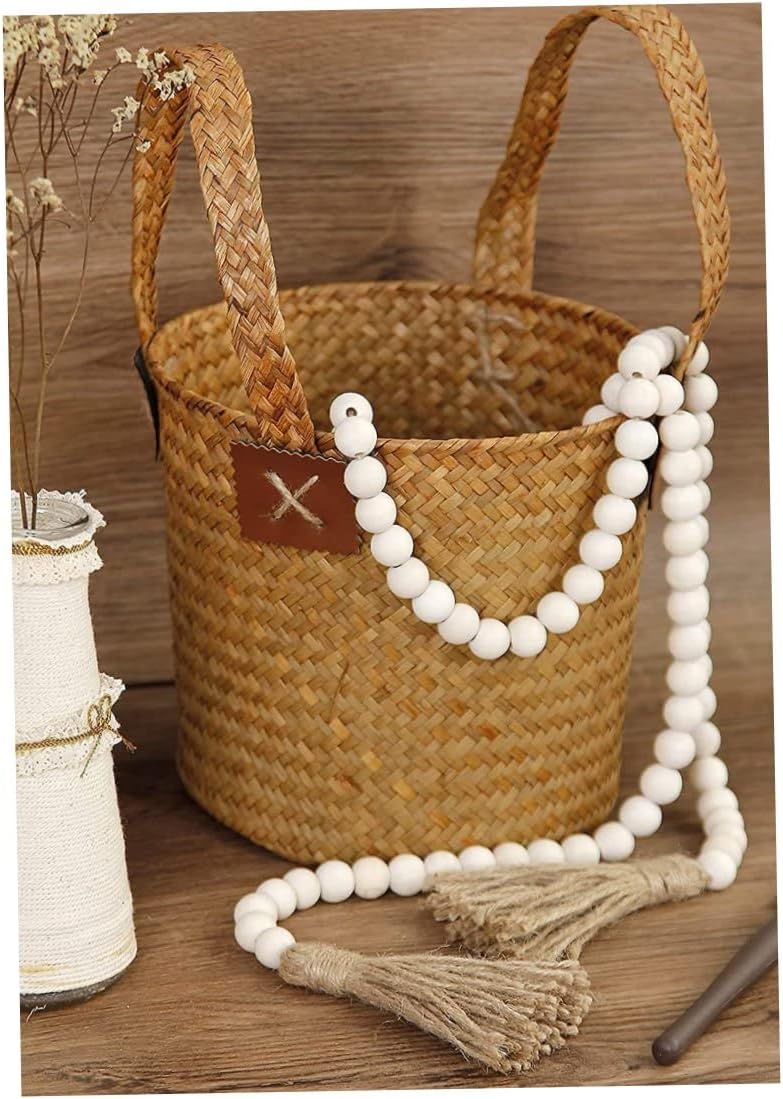 Decorative Wood Bead Garland with Tassels 60cm