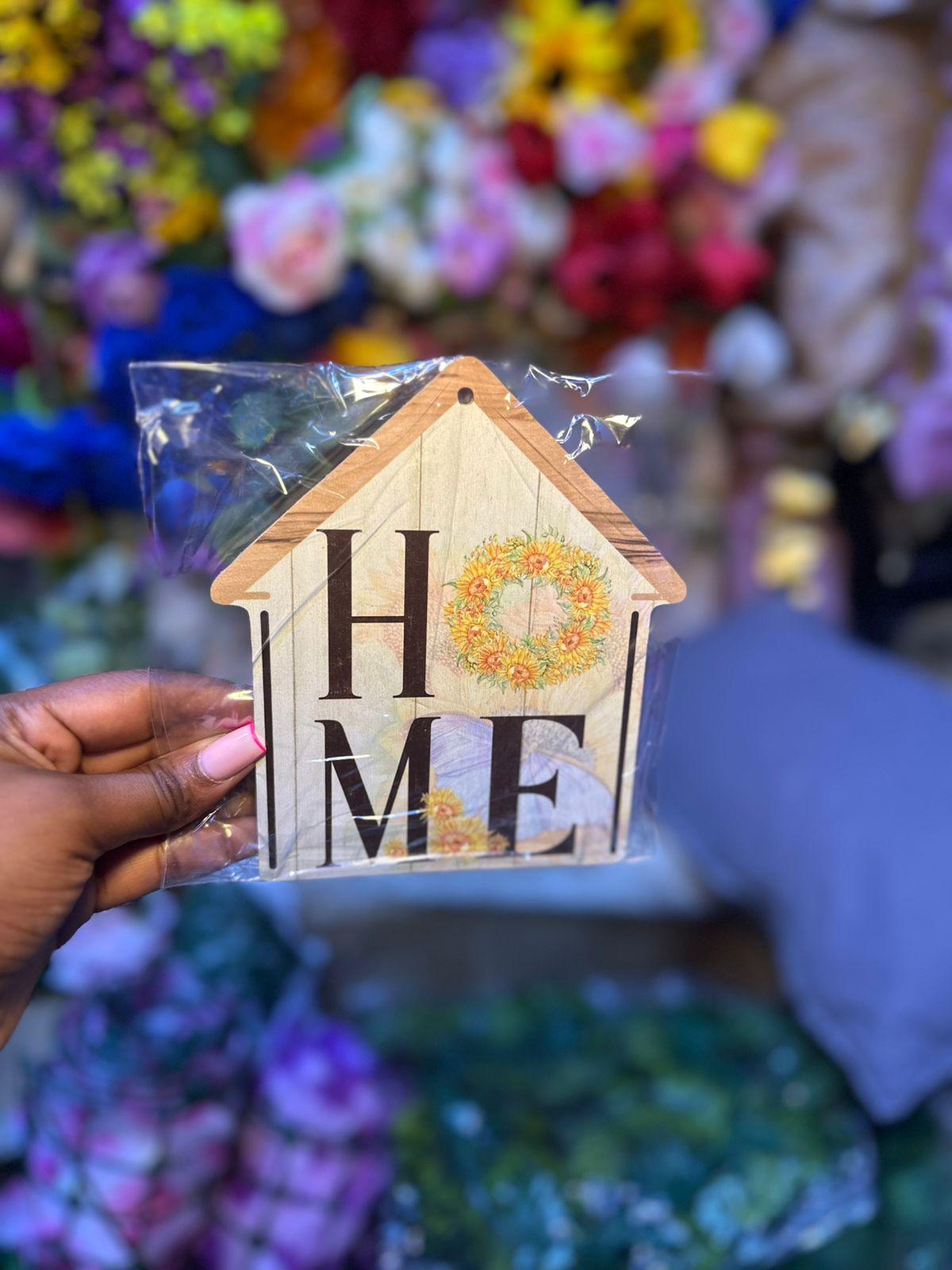 Home Wall Hanging Sign with Rope - House Shape