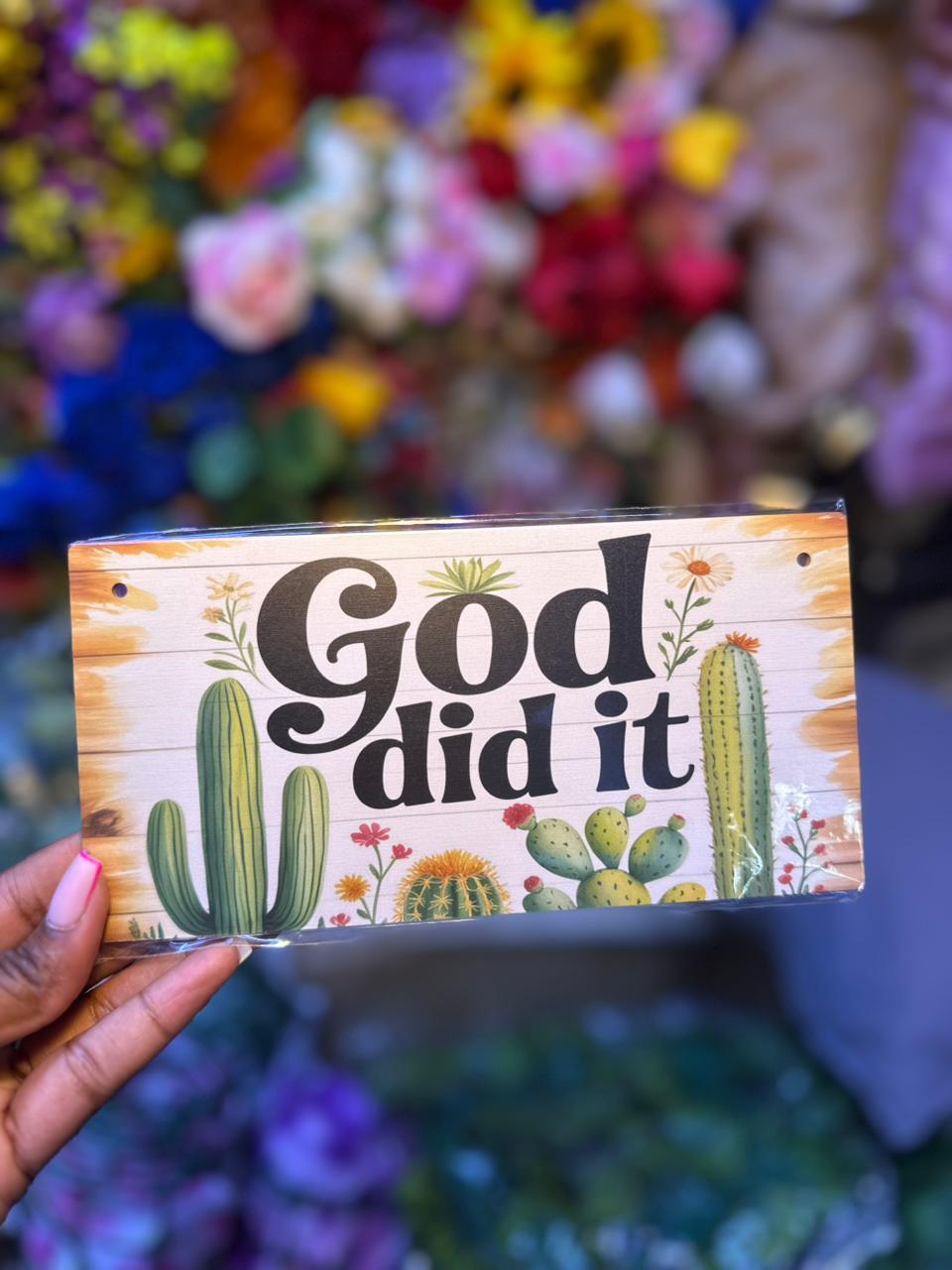 God Did It Wall Hanging Sign with Rope
