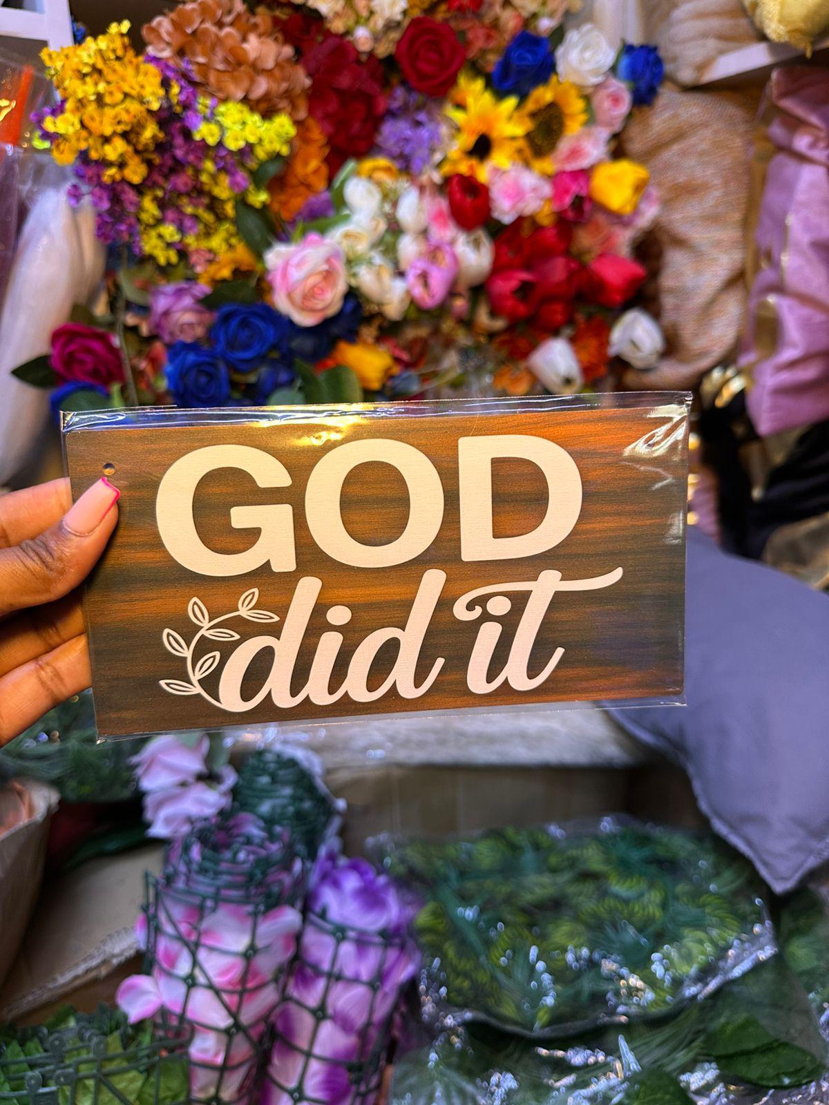 God Did It Wall Hanging Sign with Rope