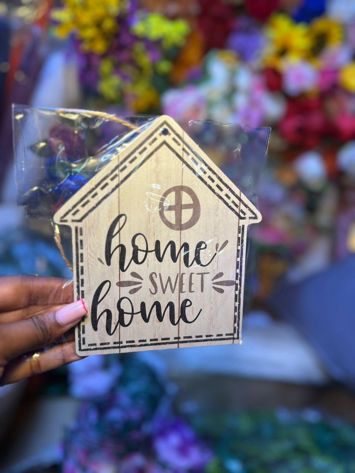 Home Wall Hanging Sign with Rope - House Shape