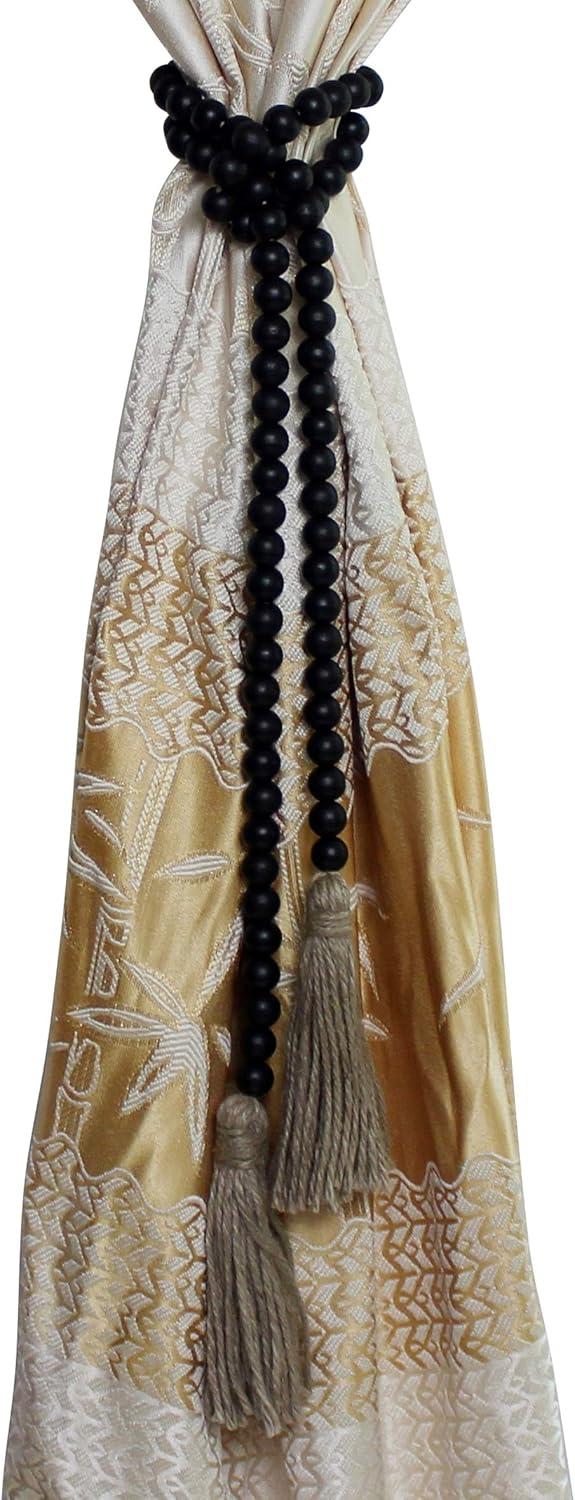 Decorative Wood Bead Garland with Tassels 60cm