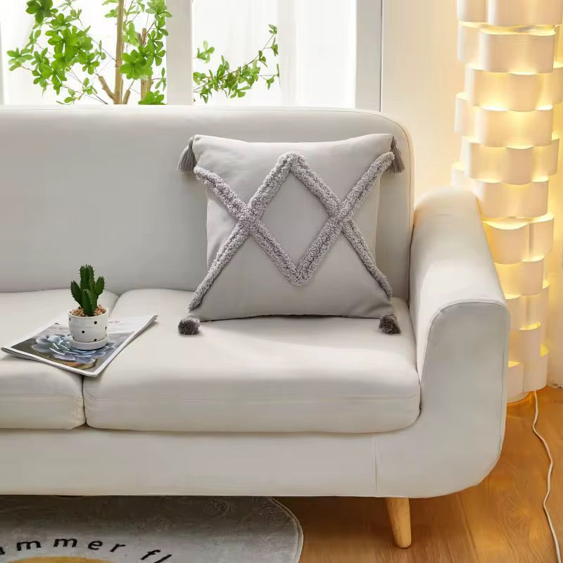 Bohemian Pillow Cases with Tassels - 45cm x 45cm with Fiber Insert