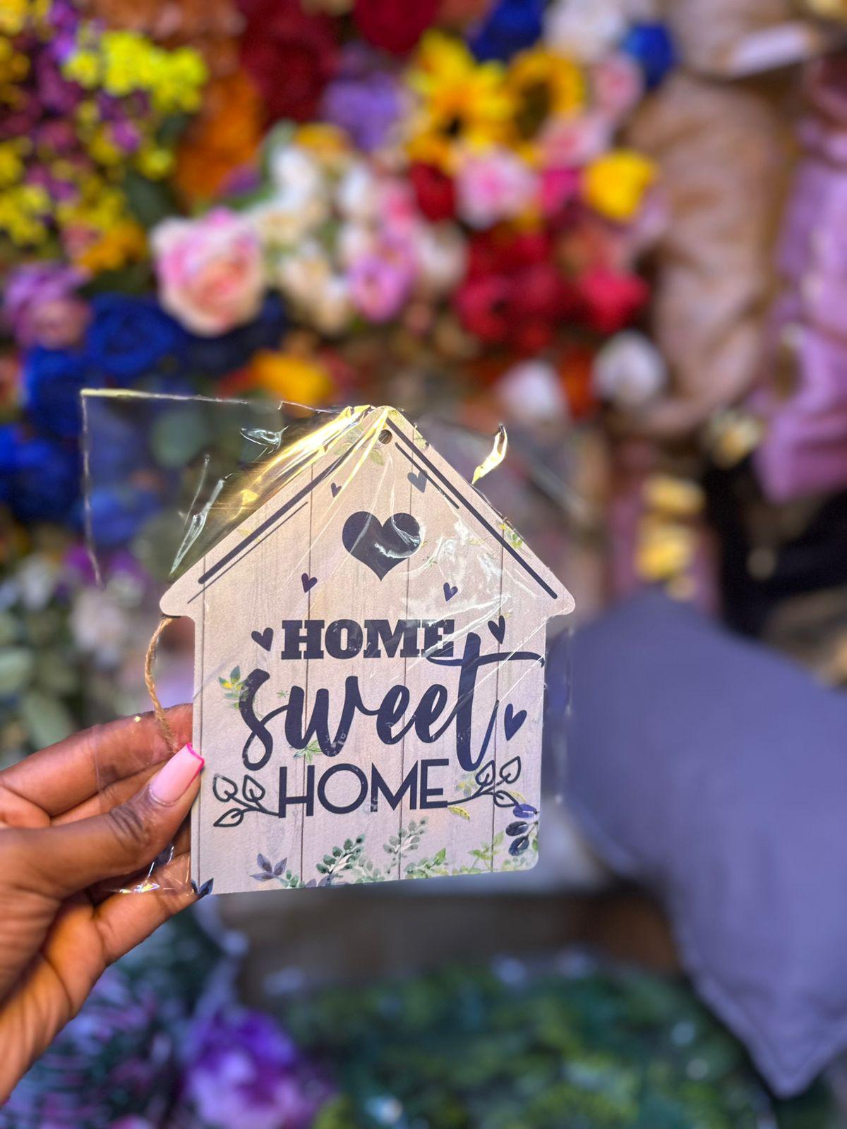 Home Wall Hanging Sign with Rope - House Shape