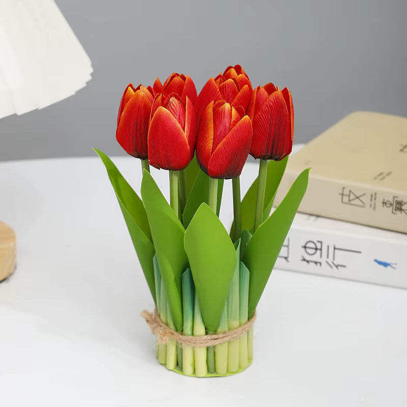 Handmade Silk Tulips 7-Piece Bouquet