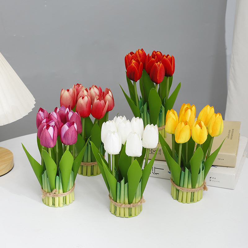 Handmade Silk Tulips 7-Piece Bouquet