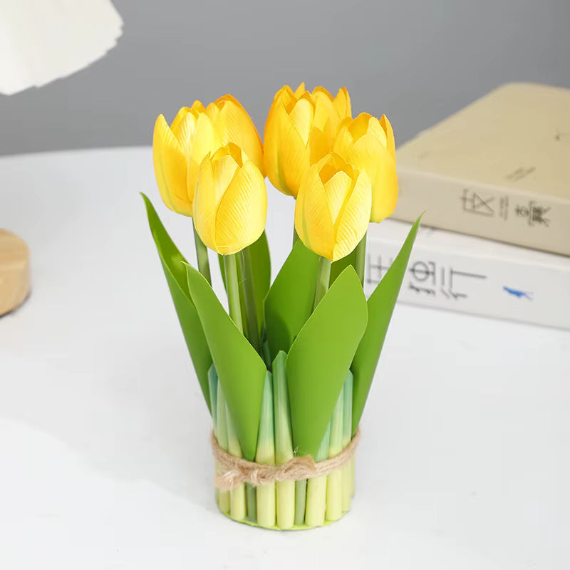 Handmade Silk Tulips 7-Piece Bouquet
