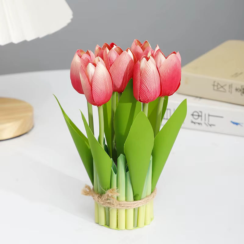 Handmade Silk Tulips 7-Piece Bouquet