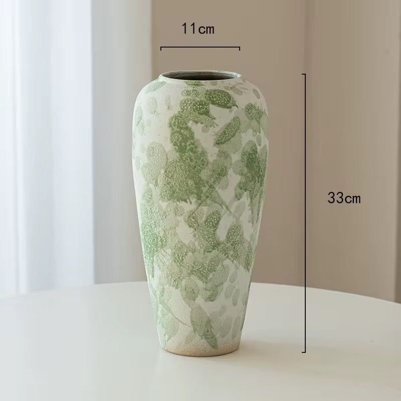 Green Vase Art Ceramic Tabletop Vase Handmade Flower Vase