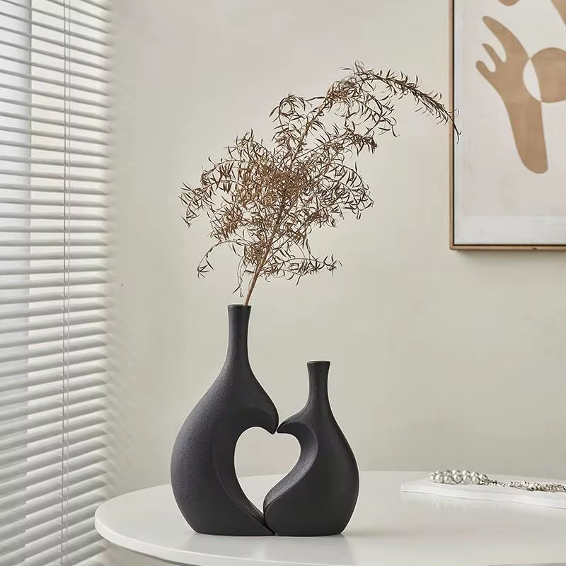 Heart Shaped Ceramic Vase for Artificial Flowers