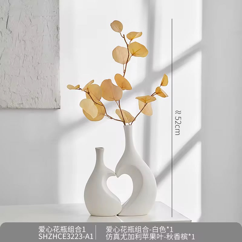 Heart Shaped Ceramic Vase for Artificial Flowers
