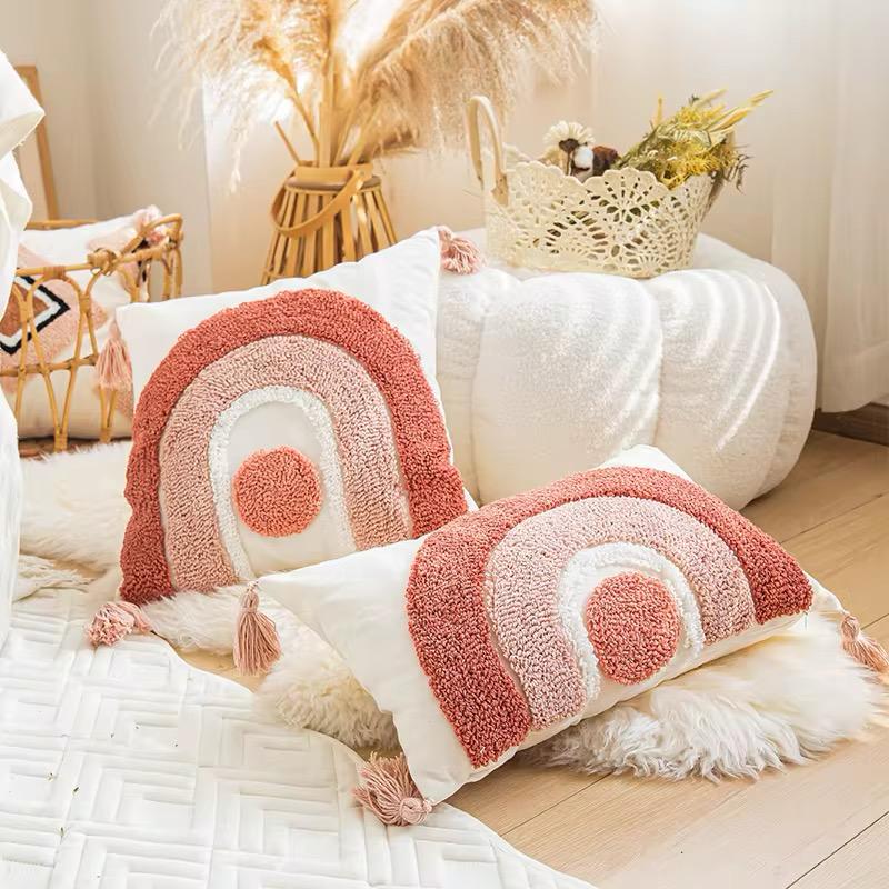 Bohemian Pink Pillow Case with Tassel