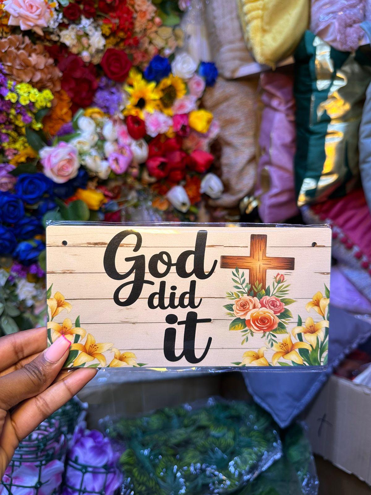God Did It Wall Hanging Sign with Rope