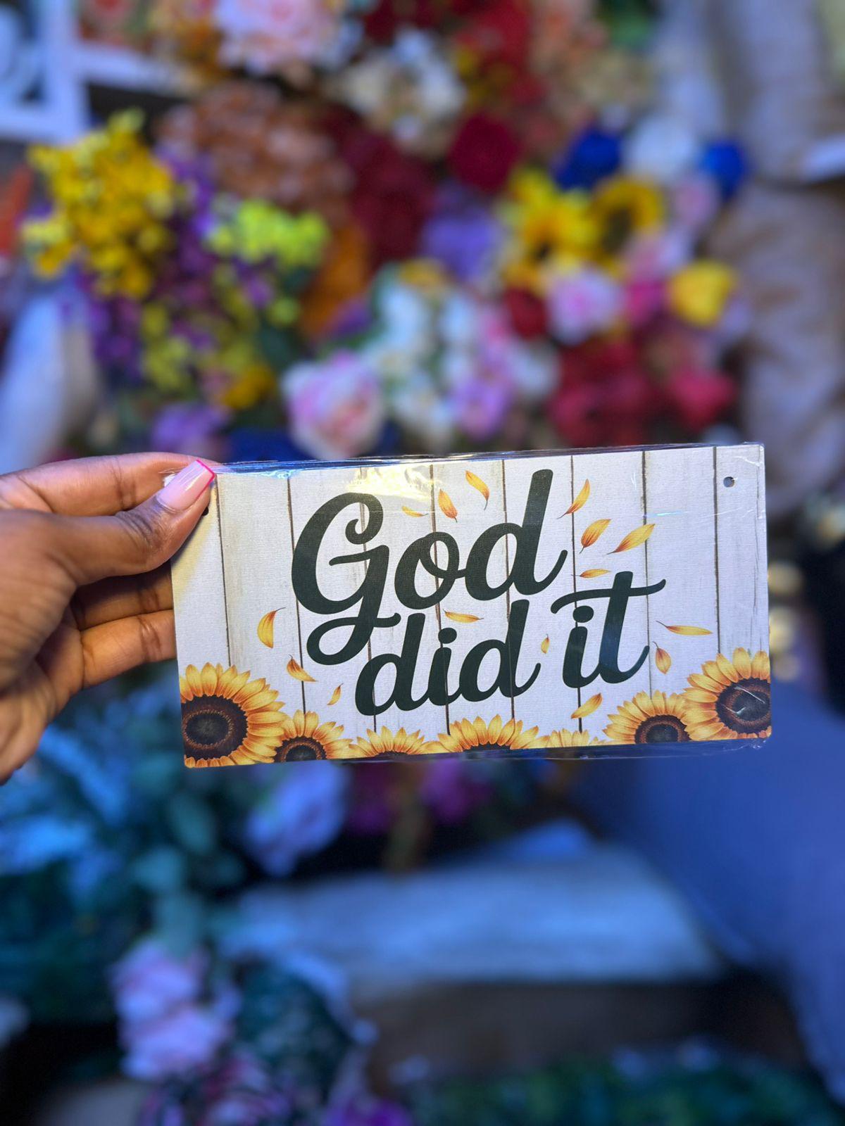 God Did It Wall Hanging Sign with Rope