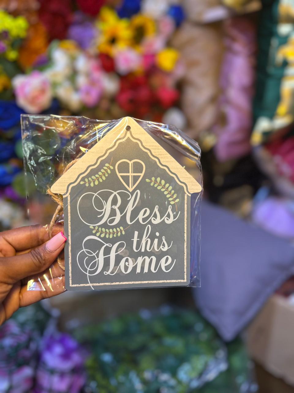 Home Wall Hanging Sign with Rope - House Shape