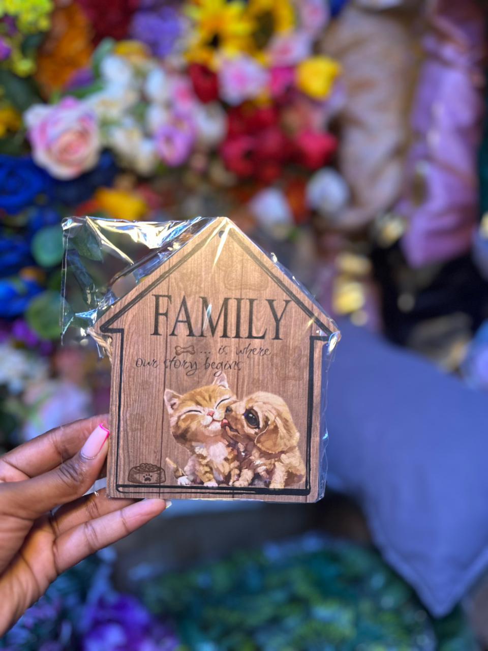 Home Wall Hanging Sign with Rope - House Shape