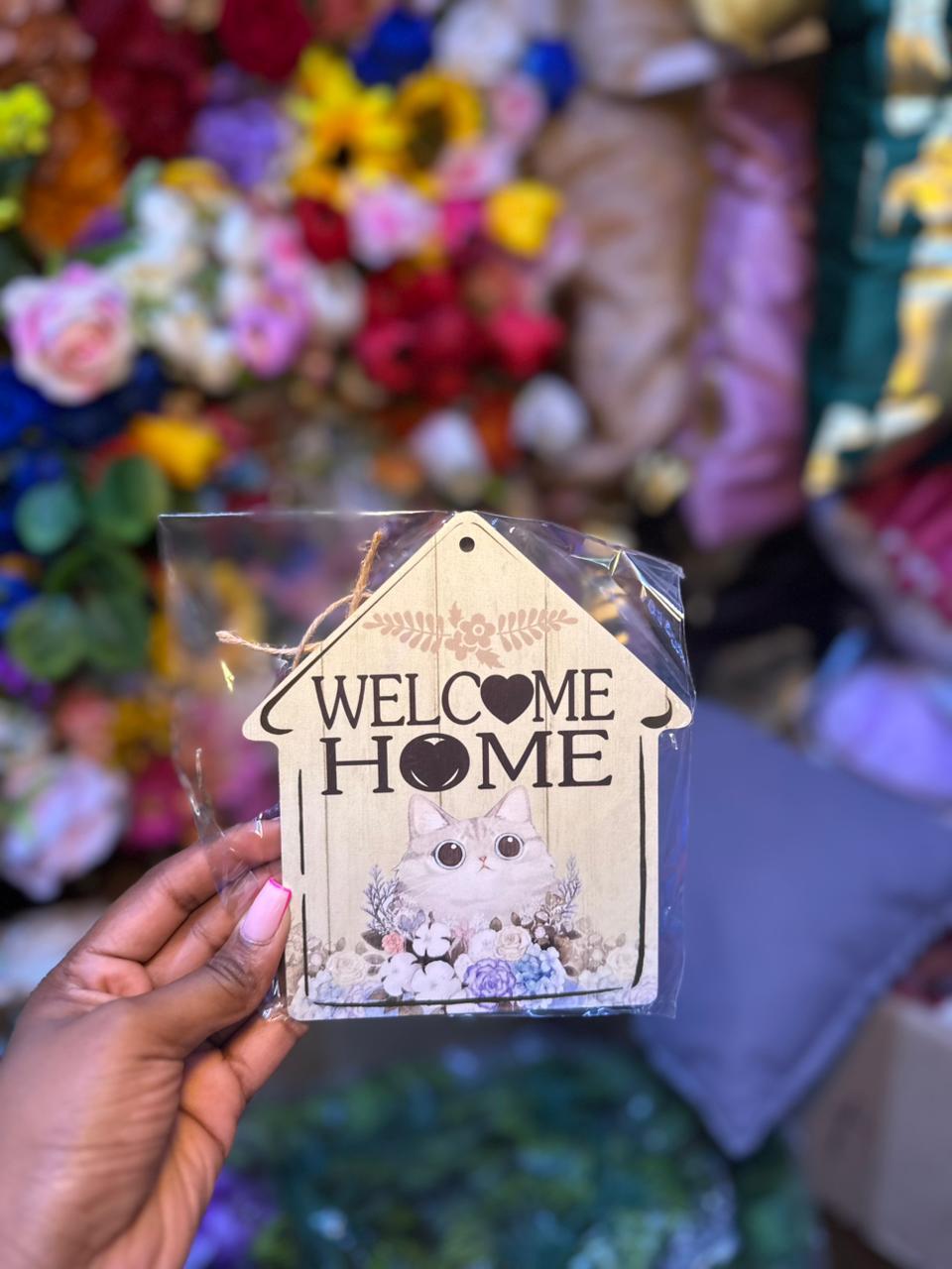 Home Wall Hanging Sign with Rope - House Shape