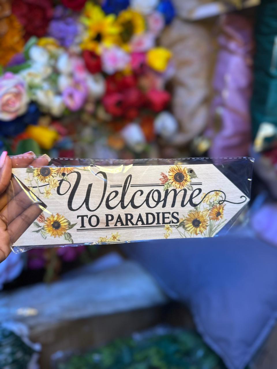 Welcome Wall Hanging door Sign with Rope