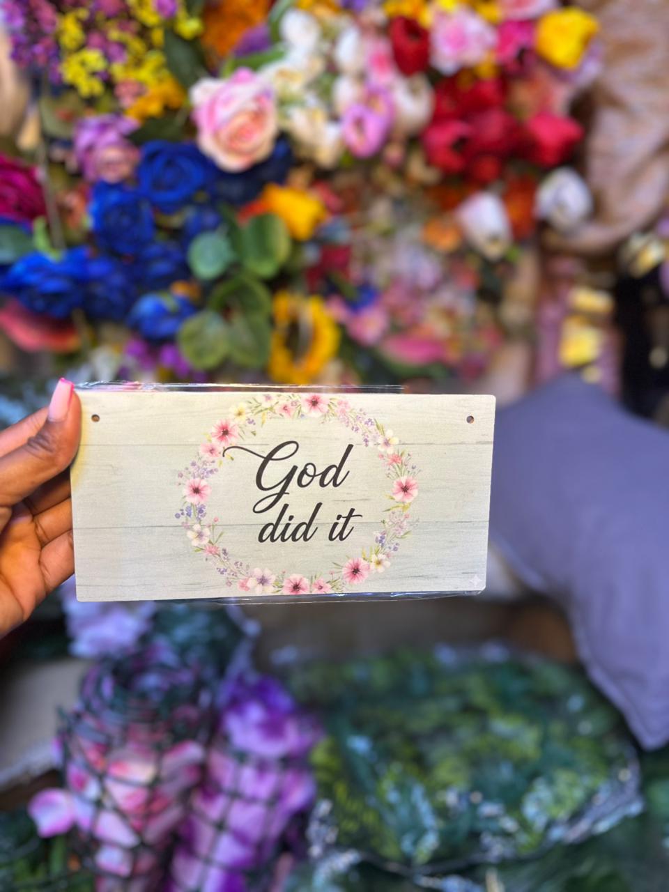 God Did It Wall Hanging Sign with Rope