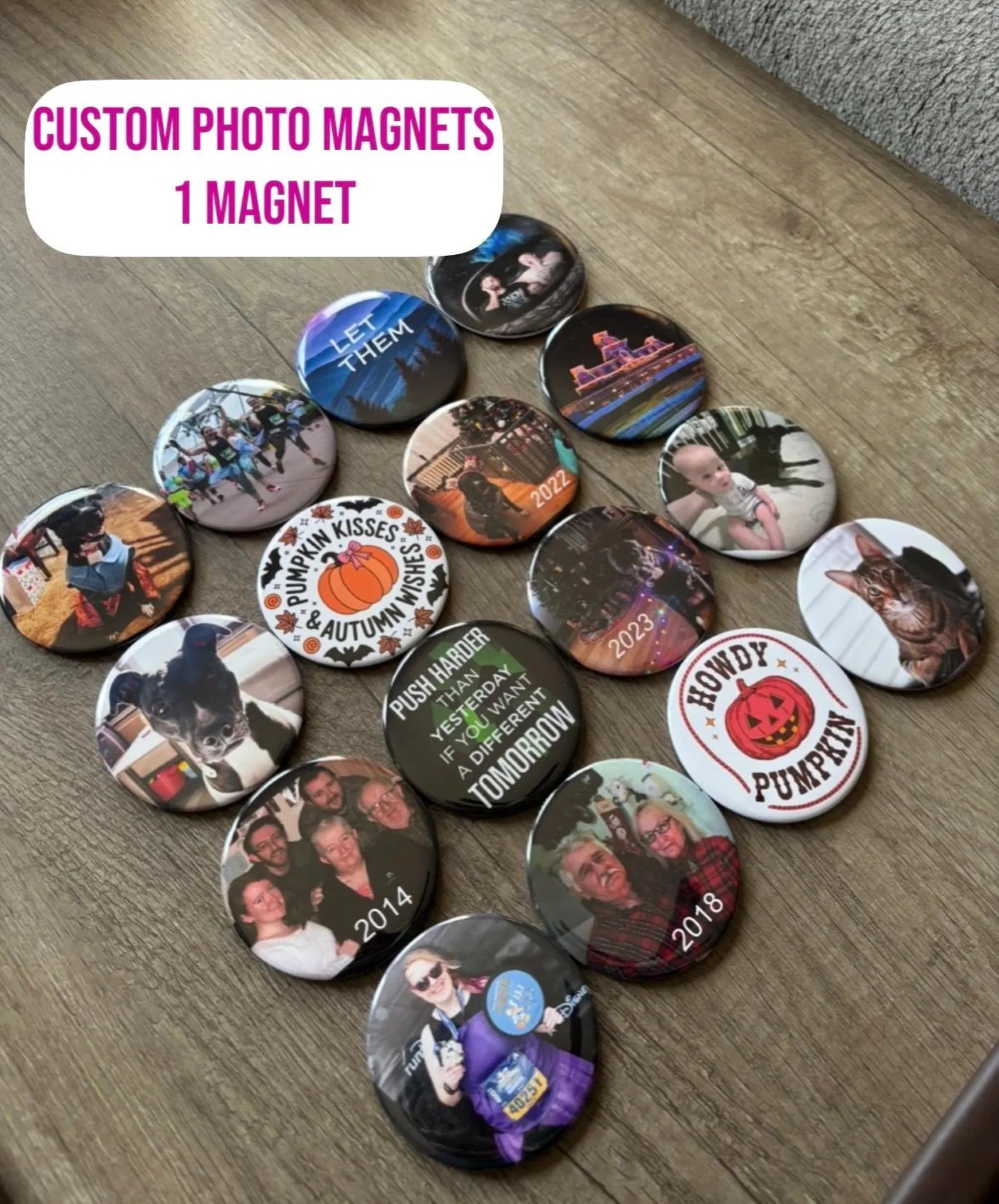 Circle Photo Fridge Magnets